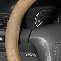 SUV 3row 8 seats Beige Seat Covers with Beige Leather Steering Wheel Cover Combo