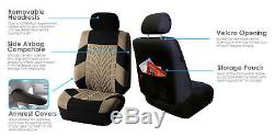 SUV 3row 8 seats Beige Seat Covers with Beige Leather Steering Wheel Cover Combo