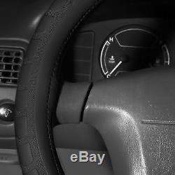 SUV 3row 8 seats Black Seat Covers with Black Leather Steering Wheel Cover Combo