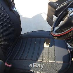 Seat Cover Set Shift Knob Belt Steering Wheel Black PVC Leather Sedan Suv Truck