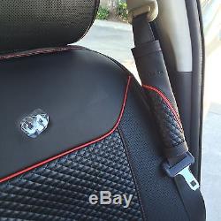 Seat Cover Set Shift Knob Belt Steering Wheel Black PVC Leather Sedan Suv Truck
