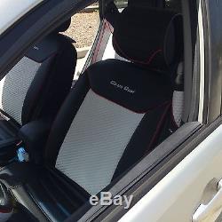 Seat Cover Shift Knob Belt Steering Wheel Black White PVC Leather Luxury 33071 b