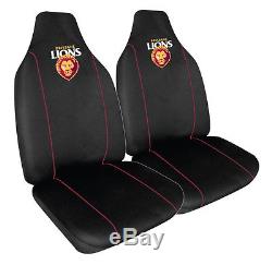 Set Of 3 Brisbane Lions Afl Car Seat Covers + Steering Wheel Cover + Floor Mats