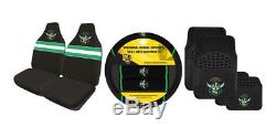 Set Of 3 Canberra Raiders Nrl Car Seat Covers Steering Wheel Cover + Floor Mats