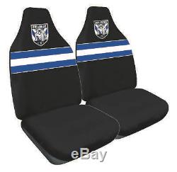 Set Of 3 Canterbury Bulldogs Nrl Car Seat Covers Steering Wheel Cover Floor Mats