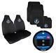 Set Of 3 Carlton Blues Afl Car Seat Covers + Steering Wheel Cover + Floor Mats