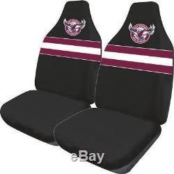 Set Of 3 Manly Sea Eagles Nrl Car Seat Covers Steering Wheel Cover + Floor Mats