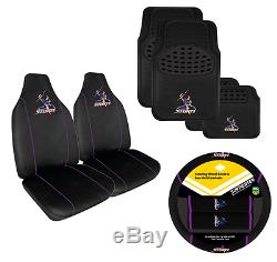 Set Of 3 Melbourne Storm Nrl Car Seat Covers + Steering Wheel Cover + Floor Mats