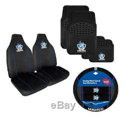 Set Of 3 Nth Melb Kangaroos Afl Car Seat Covers Steering Wheel Cover Floor Mats