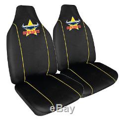 Set Of 3 Nth Qld Cowboys Nrl Car Seat Covers + Steering Wheel Cover + Floor Mats