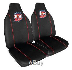 Set Of 3 Sydney Roosters Nrl Car Seat Covers + Steering Wheel Cover + Floor Mats