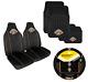 Set Of 3 West Tigers Nrl Car Seat Covers + Steering Wheel Cover + Floor Mats