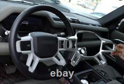 Silver Matte Steering Wheel Frame Cover Trim For Land Rover Defender 2020-2024