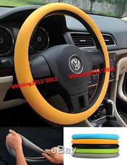 Skidproof Odorless Soft Silicon Universal Auto Car Steering Wheel Cover Yellow