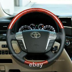 Smooth Leather Wood Grain Steering Wheel Fit In Toyota Crown alphard 11-12