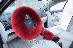 Soft Plush Car Steering Wheel Cover Wool Fluffy Gear Shift Handbrake Universal