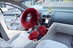 Soft Plush Car Steering Wheel Cover Wool Fluffy Gear Shift Handbrake Universal
