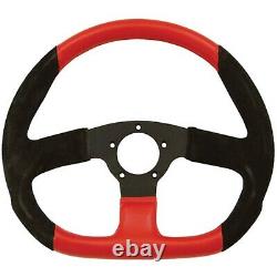 Steering Wheel 15 Black Leather All Types Racing Covered withBlack Suede Spokes