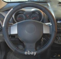 Steering Wheel Cover Ø 42-44 CM Black Real Leather Universal