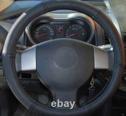 Steering Wheel Cover Ø 42-44 CM Black Real Leather Universal