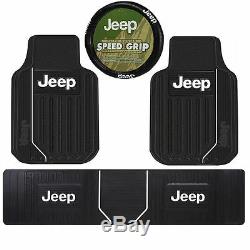 Steering Wheel Cover Black Front Runner Heavy Duty Rubber Floor Mats for Jeep