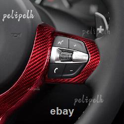 Steering Wheel Cover Trim For BMW M2 M3 M4 M5 X6 X6M Carbon Fiber Red 2014-2020