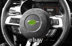 Suede Steering Wheel Cover Panel Trim For Ford Mustang 2015-2022 Dark Gray 1PCS