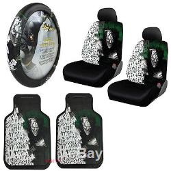 Suicide Squad Joker Car Truck Front Seat Covers Floor Mats Steering Wheel Cover
