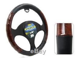 Tirol Universal Black Brown Wood Pattern Steering Wheel Cover T12739