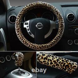 Uknest Cotton Steering Wheel Cover Glove For Universal Cars Leopard-print 2