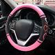 Uknest Pu Pink Steering Wheel Cover Glove For Universal Cars