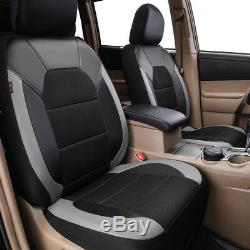 Universal Black Grey Leather Mesh Car Seat Cover Steering Wheel Cover Breathable