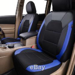 Universal Car Seat Cover Leather Mesh Blue Black Breathable Steering Wheel Cover