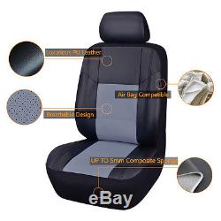 Universal Car Seat Covers Leather Steering Wheel Cover Airbag Ready Rear Split