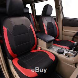 Universal Car Seat Covers Luxury Leather Mesh Black Red Steering Wheel Cover