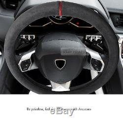 Universal Organic Alcantara Dark Gray Steering Wheel Handle Cover for All Vehicl
