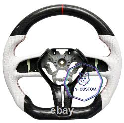 VINS CARBON FIBER Steering Wheel FOR INFINITI q50q60QX50QX55 With WHITE LEATHER