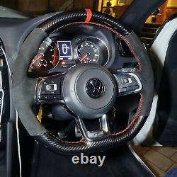 Vw Golf Mk7 R Gti Gtd Steering Wheel Cover Alcantara & Carbon Whipwrkz