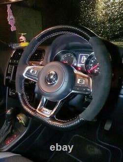 Vw Golf Mk7 R Gti Gtd Steering Wheel Cover Alcantara & Carbon Whipwrkz