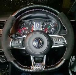 Vw Golf Mk7 R Gti Gtd Steering Wheel Cover Alcantara & Carbon Whipwrkz