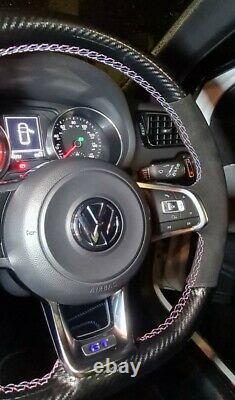 Vw Golf Mk7 R Gti Gtd Steering Wheel Cover Alcantara & Carbon Whipwrkz