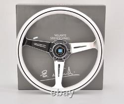 White Nardi style Steering Wheel chrome spokes and nardi horn buttom