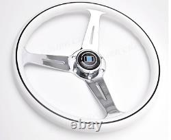 White Nardi style Steering Wheel chrome spokes and nardi horn buttom