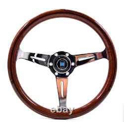 Wooden Nd style chrome spoke Steering Wheel with cover, Nardi horn button wood
