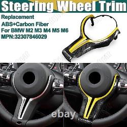 Yellow Carbon Fiber Steering Wheel Trim For BMW M2 F87 M3 F80 M4 F82 M6 F12 F06