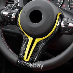 Yellow Carbon Fiber Steering Wheel Trim For BMW M2 F87 M3 F80 M4 F82 M6 F12 F06